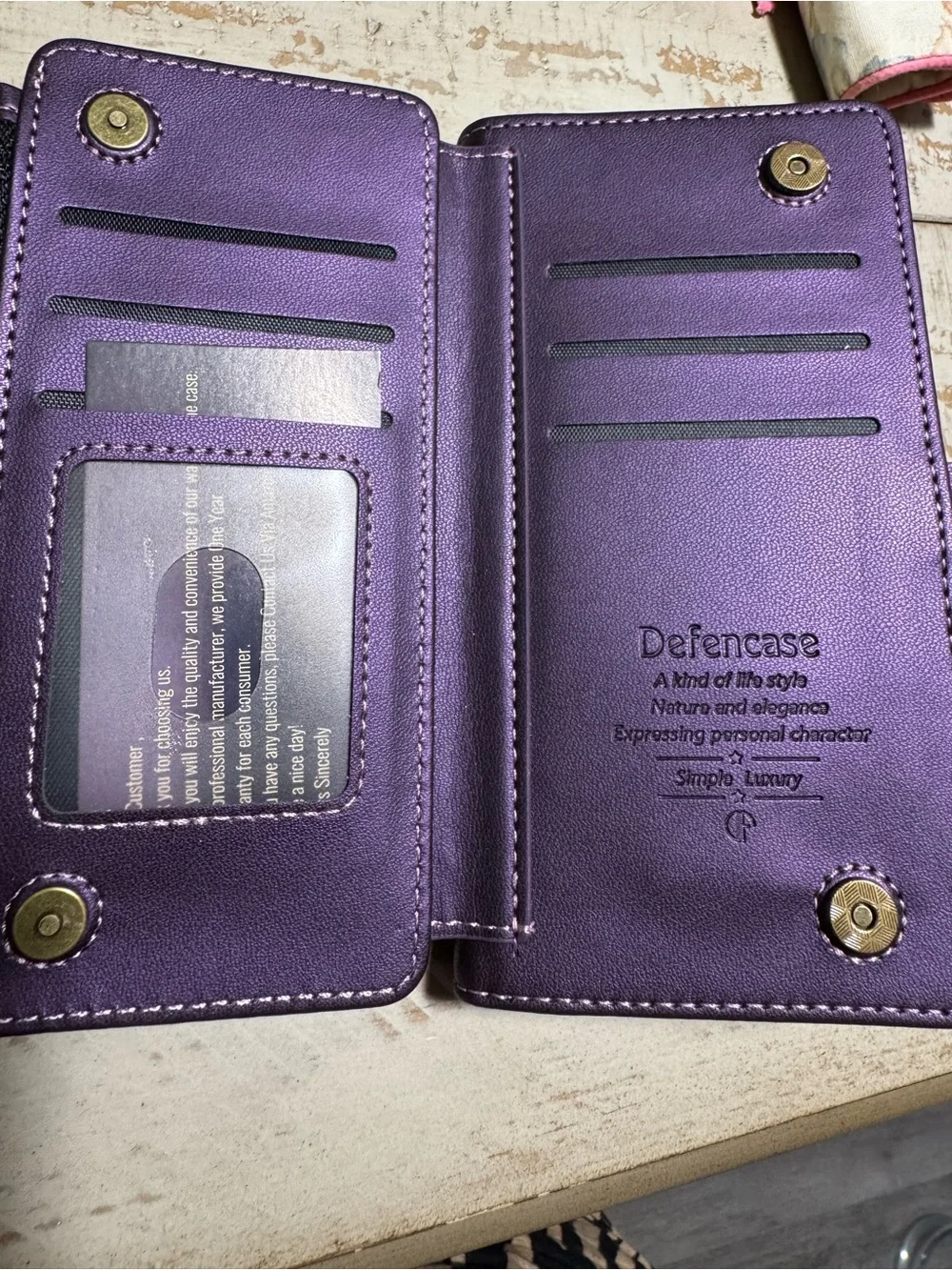 defencase purple wallet